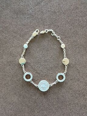 Fossil Rose Gold Plated Pave Circle Chain Bracelet